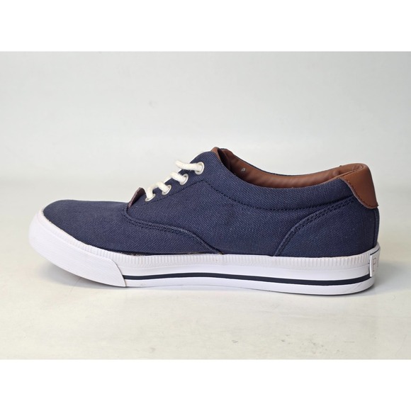 POLO Ralph Lauren Vaughn Men's Shoes Size 5 EU 37 Navy Blue Canvas Boat Sneakers - Picture 5 of 12